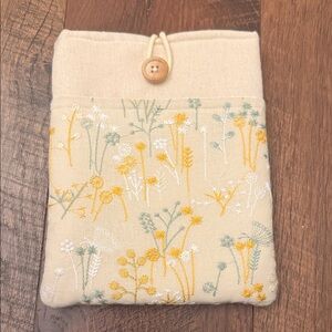 Embroidered Floral Kindle Case with Button Closure